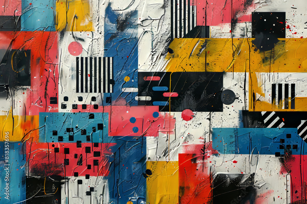 Fototapeta premium Vibrant Abstract Geometric Art with Bold Patterns