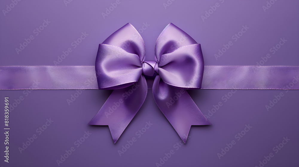 Purple ribbon with bow, elegant gift decoration. Minimalist design for invitations, site and cards. Purple ribbon with bow, elegant gift decoration. Minimalist design for invitations, site and cards.