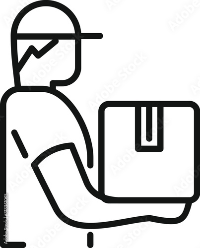 Minimalist black and white delivery person icon for ecommerce and online shopping vector illustration
