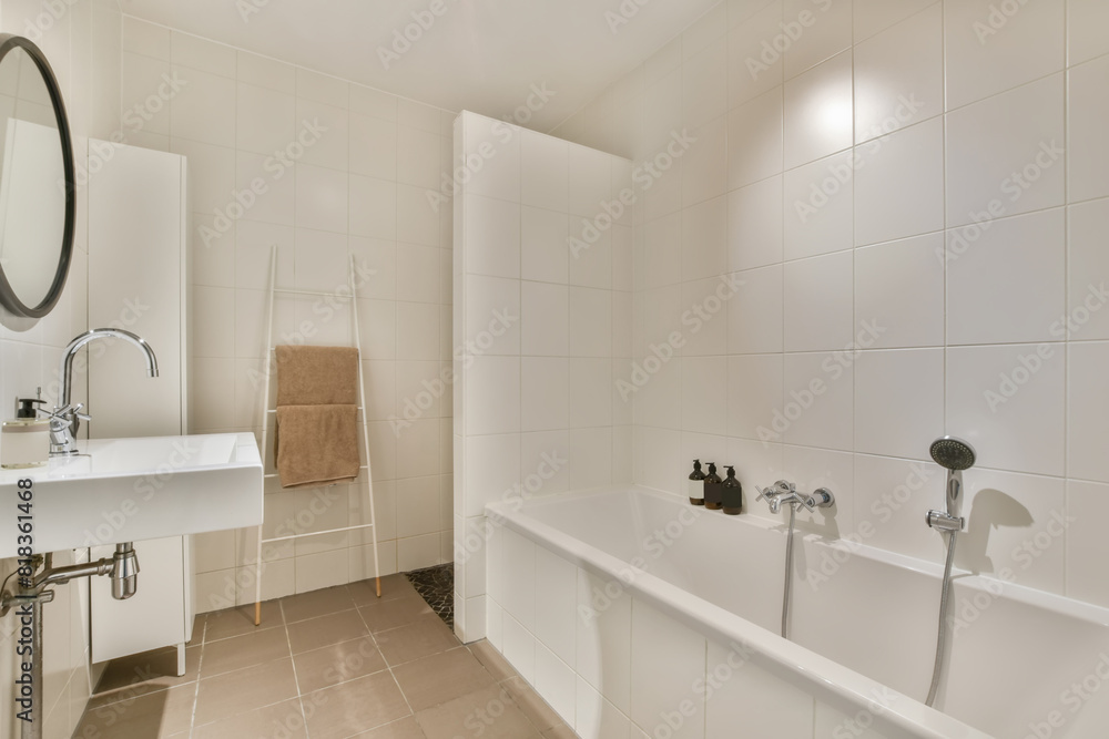 Modern bathroom interior with minimalist design elements Modern bathroom interior with minimalist design elements