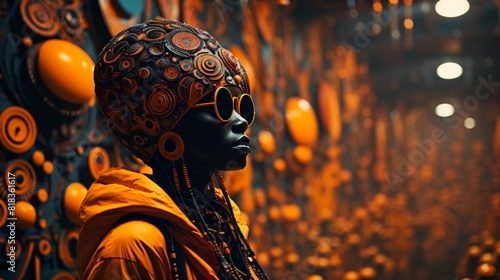 afrofuturism - crazy african people in a surreal abstract room © Riverland Studio
