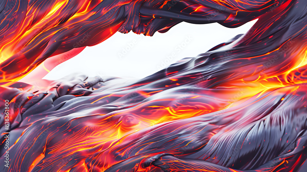 Vivid ribbons of molten lava cascade with primal beauty against a pure, transparent white. - Seamless tile. Endless and repeat print. Vivid ribbons of molten lava cascade with primal beauty against a pure, transparent white. - Seamless tile. Endless and repeat print.