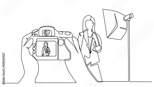 Continuous Female model photography using soft box Light in studio Isolated. Concept photography,business,digital vector illustration [Converted]