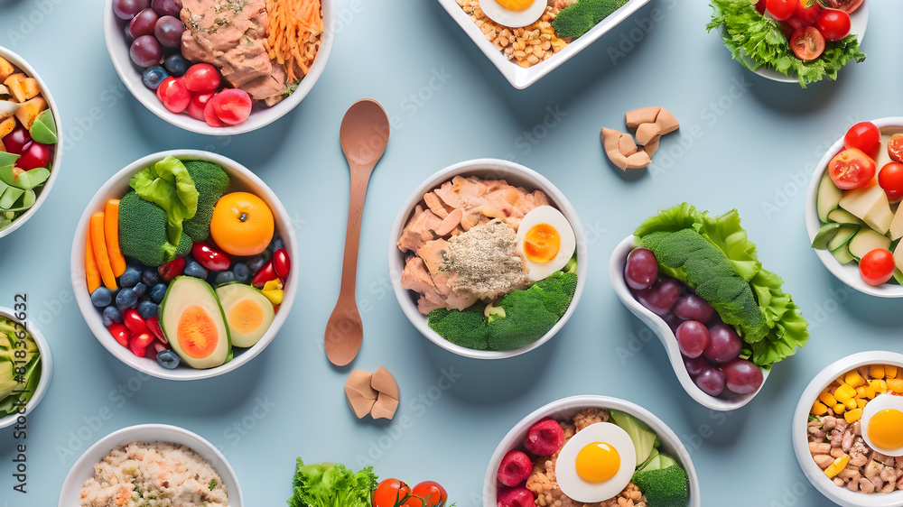 Healthy diet foods background top view, Generative AI Healthy diet foods background top view, Generative AI
