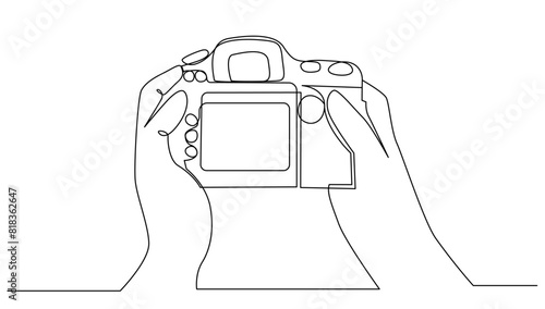 Continuous Hand holding from back camera take a picture. Concept for photograph, Bussiness vector illustration