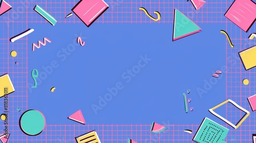 90's Style Bell Tones Design with Saved Copy Space - Make The Party Invites Pop with Colorful Flair! - Memphis pattern background