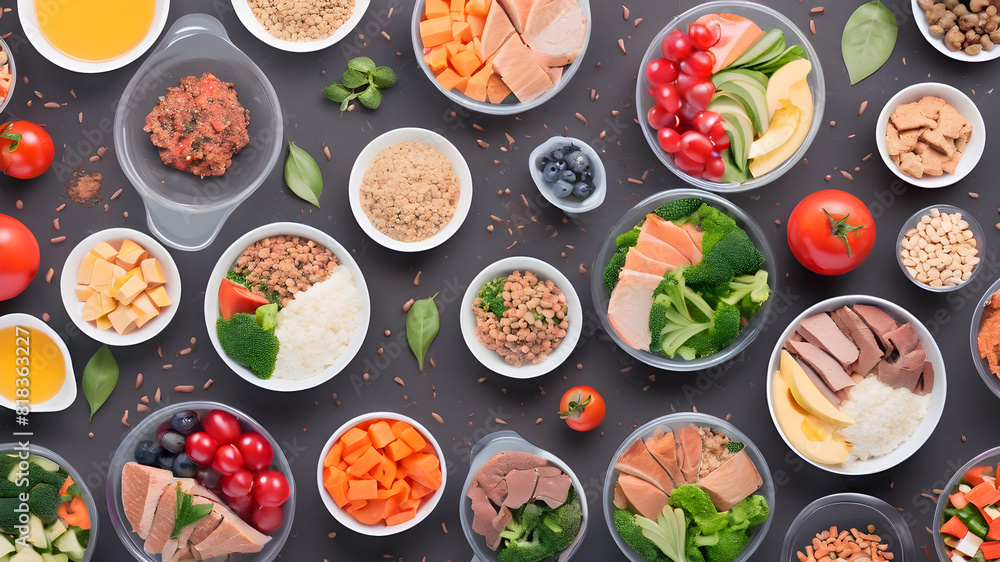 Healthy diet foods background top view, Generative AI