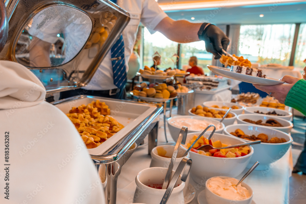 High tea with desserts on a river cruise in Germany