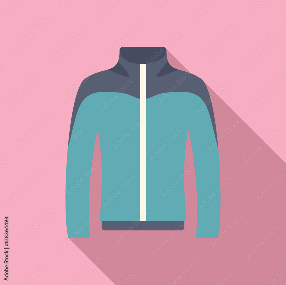 Flat design vector icon of a stylish zipup jacket with a shadow effect Flat design vector icon of a stylish zipup jacket with a shadow effect