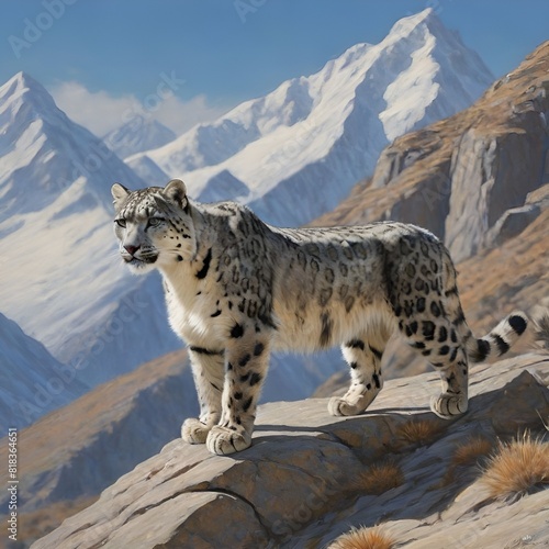 Snow Leopard in the Mountains