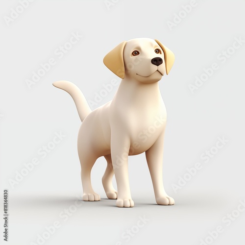 3d dog. Cute labrador retriever illustration isolated on white background.