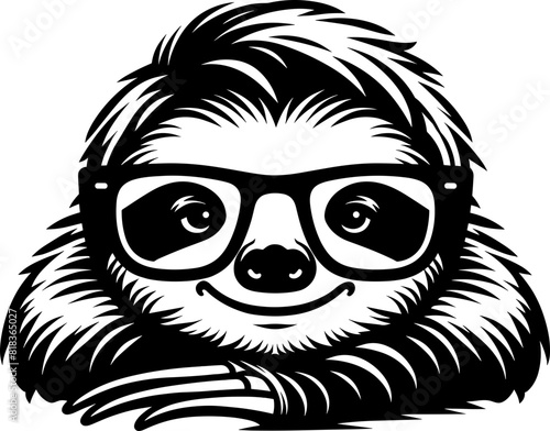 Nerdy Sloth Wearing Glasses