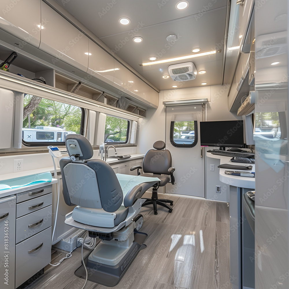 A Mobile Dentist Office Complete with Chairs and Sterilization Equipment A Mobile Dentist Office Complete with Chairs and Sterilization Equipment
