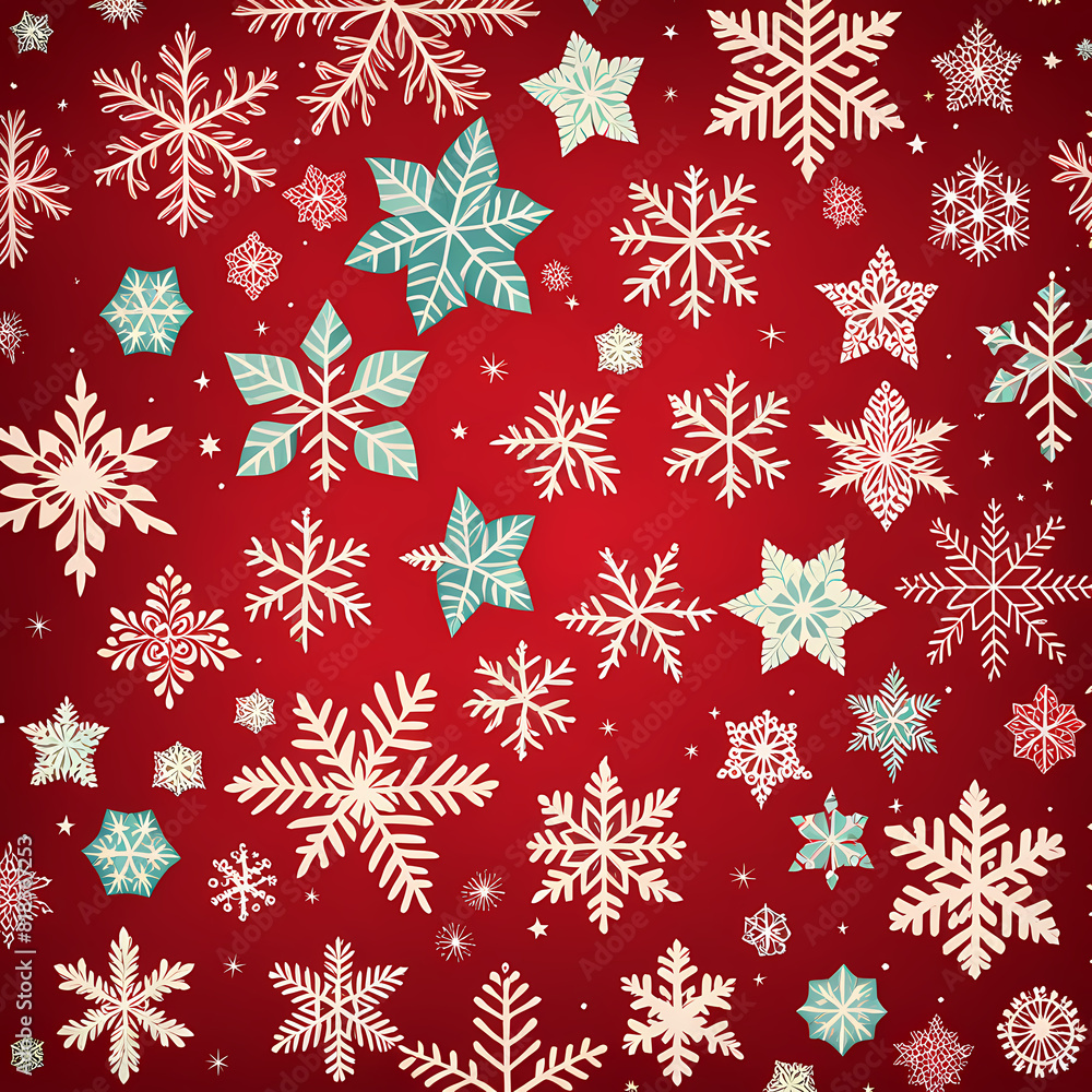 Snowflake Pattern - Red and White Digital Download Snowflake Pattern - Red and White Digital Download