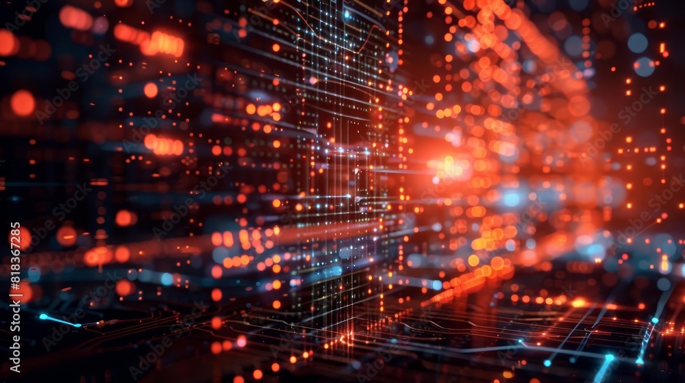 Digital transformation in the banking industry, illustrating the integration of fintech solutions and blockchain security Digital transformation in the banking industry, illustrating the integration of fintech solutions and blockchain security