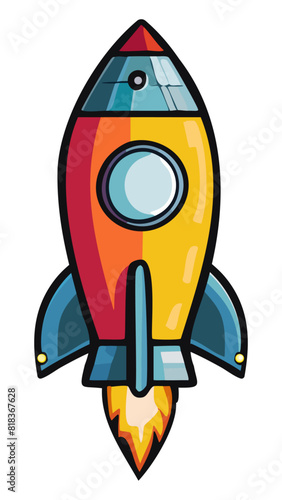 Carrtoon Rocket, Icon Rocket, Colorfull rocket. photo