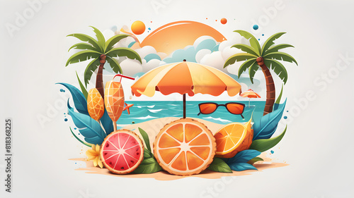 Summer themed 3d logo icon emblem symbol  Generative AI