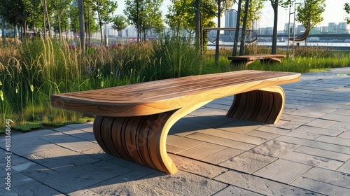 Mordern wooden table furniture bench  photo