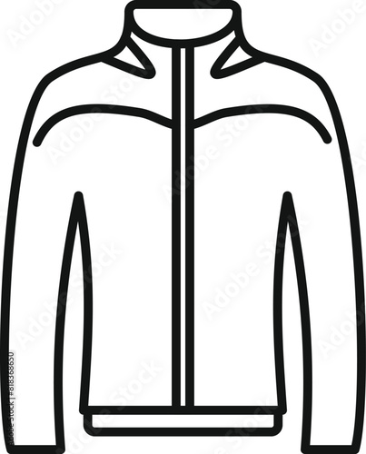 Black and white outline drawing of a contemporary style zipup jacket