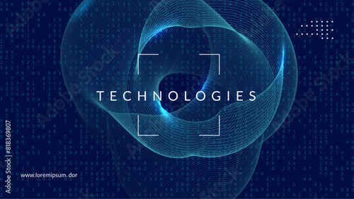 Technology Background. Deep learning: intelligence of the future. Engineering velocity of a cyber network. Visualization of particles with financial value. Artificial Background.
