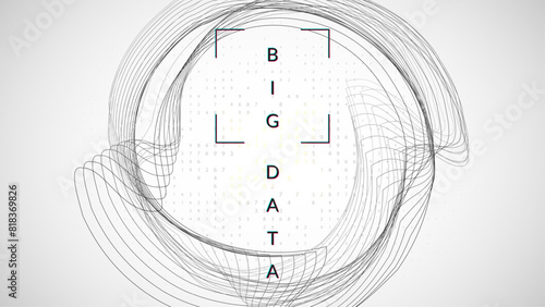 Big Data Background. Innovative science, futuristic intelligence. Network banner for computing design. Visualization of particles with financial value. Ai Background.