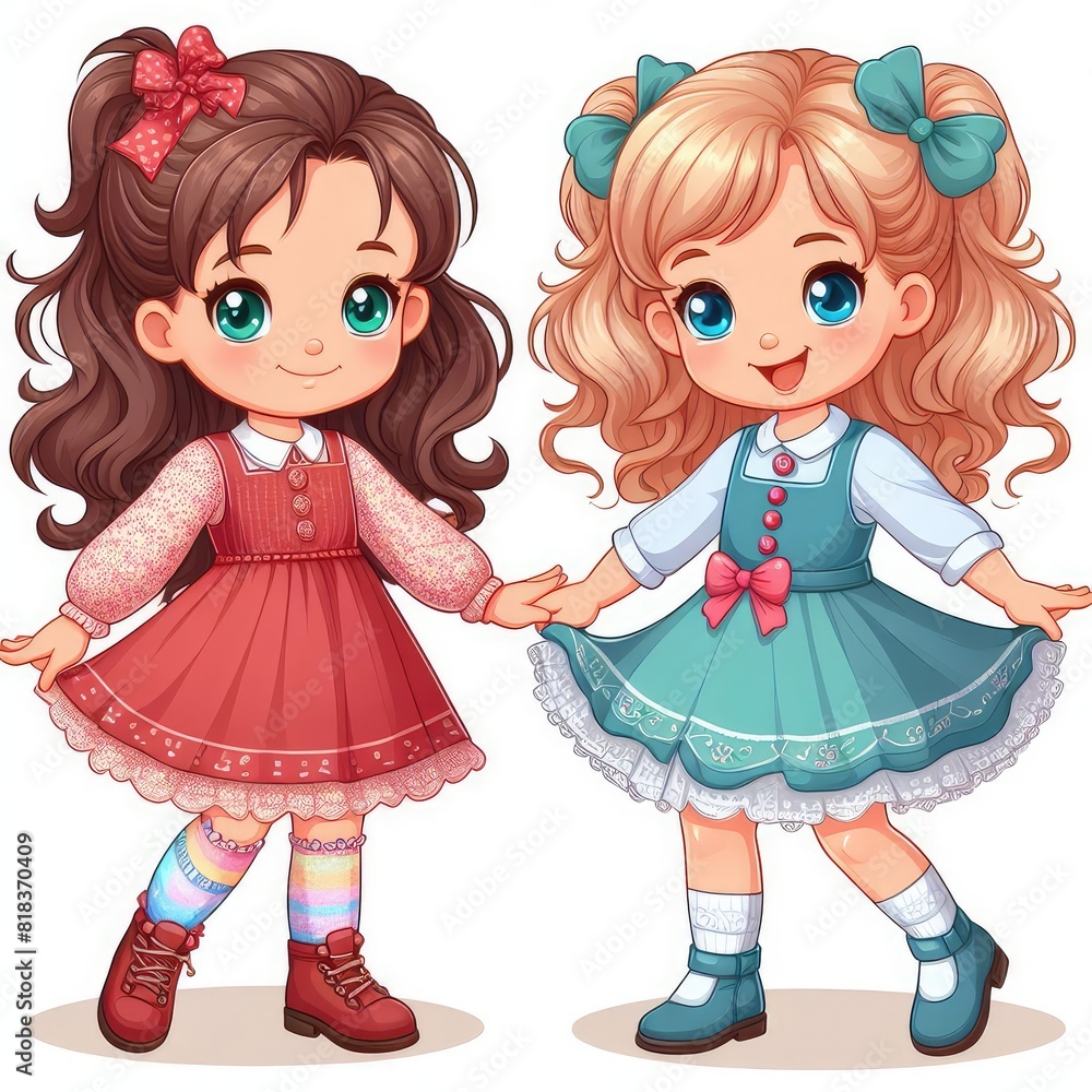 Two little Girls friendship isolated on a white background Two little Girls friendship isolated on a white background