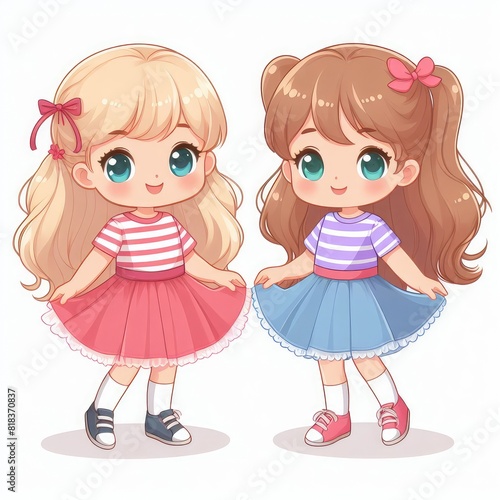 Two little Girls friendship isolated on a white background