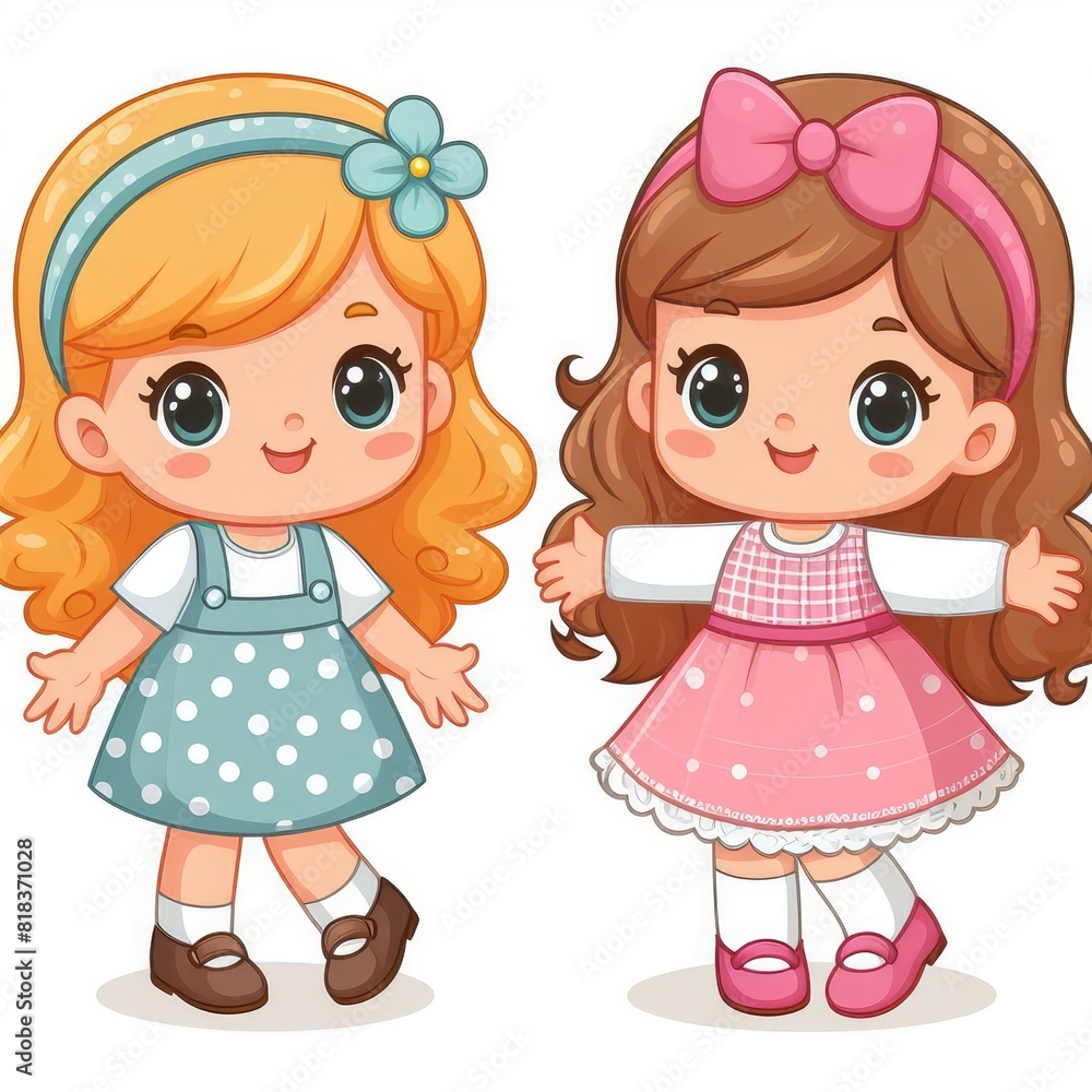 Two little Girls friendship isolated on a white background Two little Girls friendship isolated on a white background