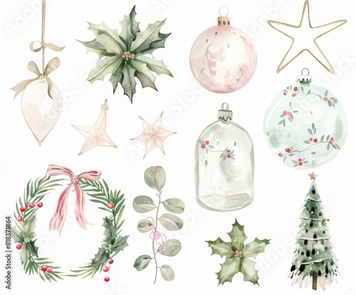 christmas decoration watercolor set