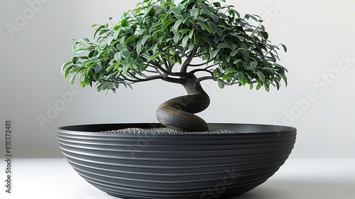 A beautiful bonsai tree in a black pot