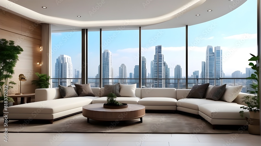Living room and balcony terrace interior design of apartment ...