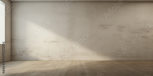 A detailed high-resolution image of an empty room  adorned with an abstract art piece resembling a child s drawing  showcasing minimalistic design and texture. 