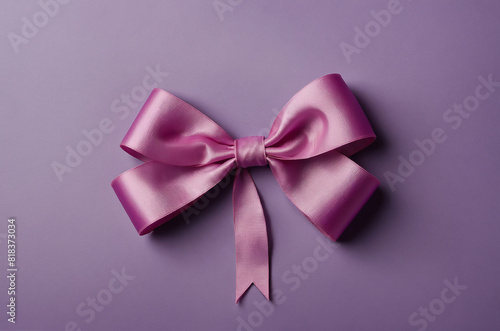 pink bow on a purple background, present gift