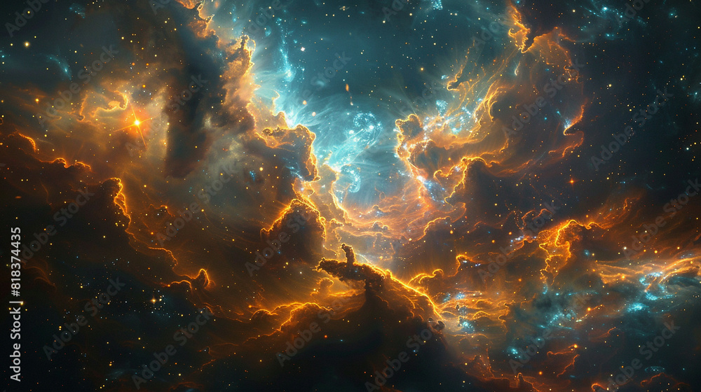 Obraz premium Nebula and Star Cluster Capturing the Beauty of the Cosmos in Vivid Detail