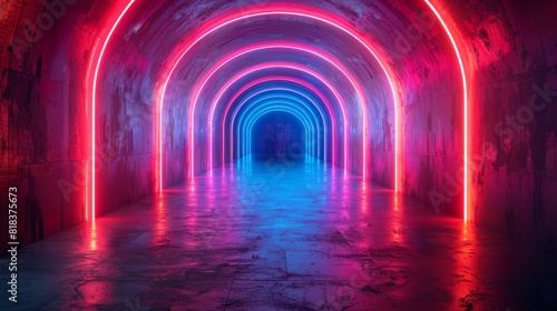 A glowing neon backdrop with open space. 