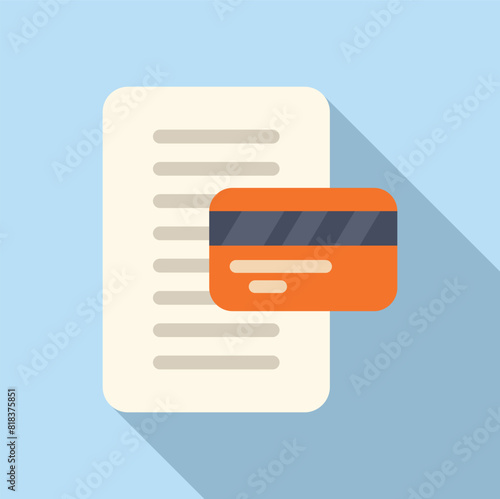 Flat design of a credit card and a long paper receipt, symbolizing payment and expenses