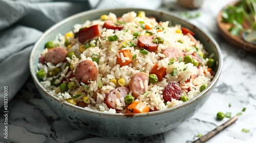 Fried Rice with Sausage. Generative AI