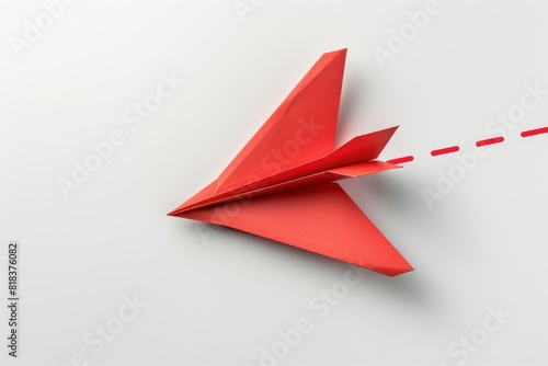 A red paper plane leading a formation of white ones, symbolizing leadership, innovation, and standing out photo