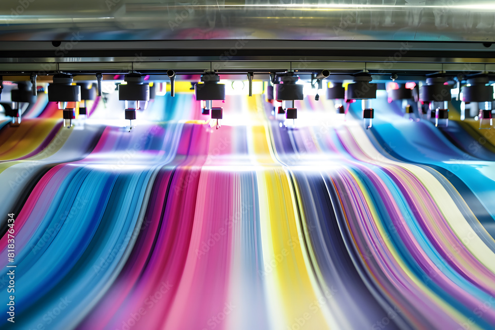 High-speed textile printing process in action