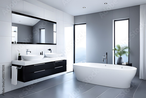 Simple bathroom  Simple clean interior  ai  generative