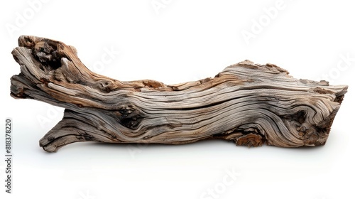 Log wood driftwood white background   © Naiheng