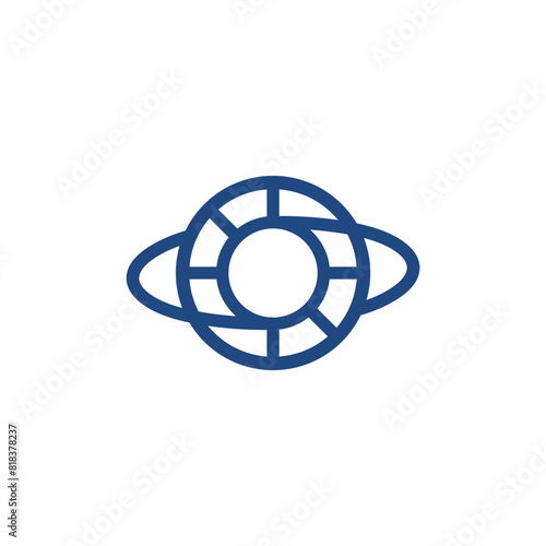 galaxy planet line logo concept vector 