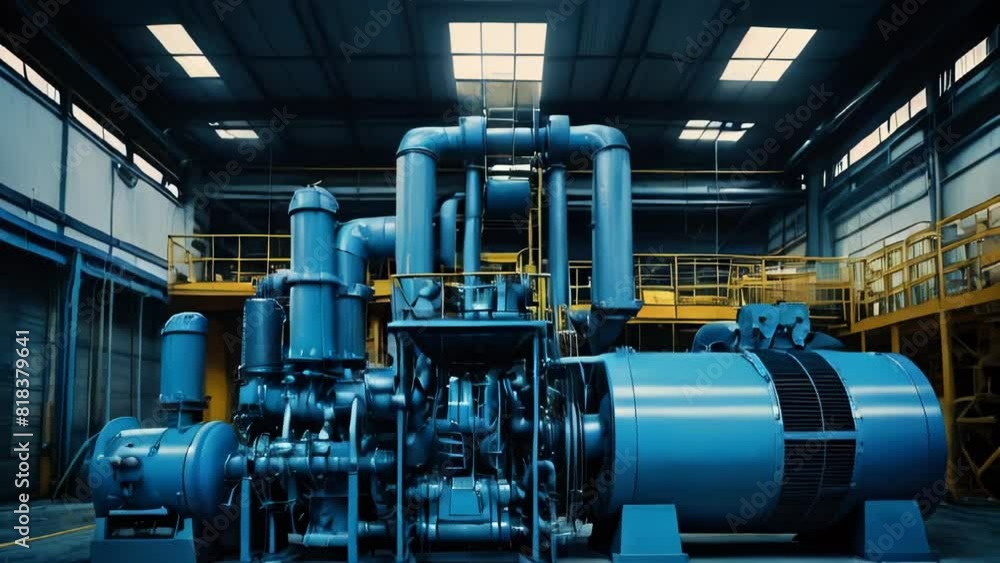 Industrial compressor for creating pressure in an oil refinery chemical ...