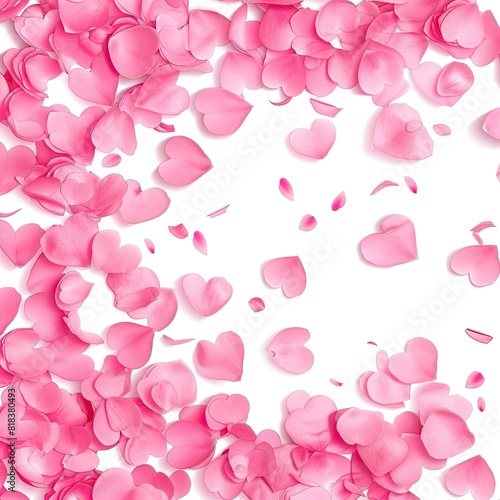 Pink hearts petal backgrounds celebration isolated on white background 