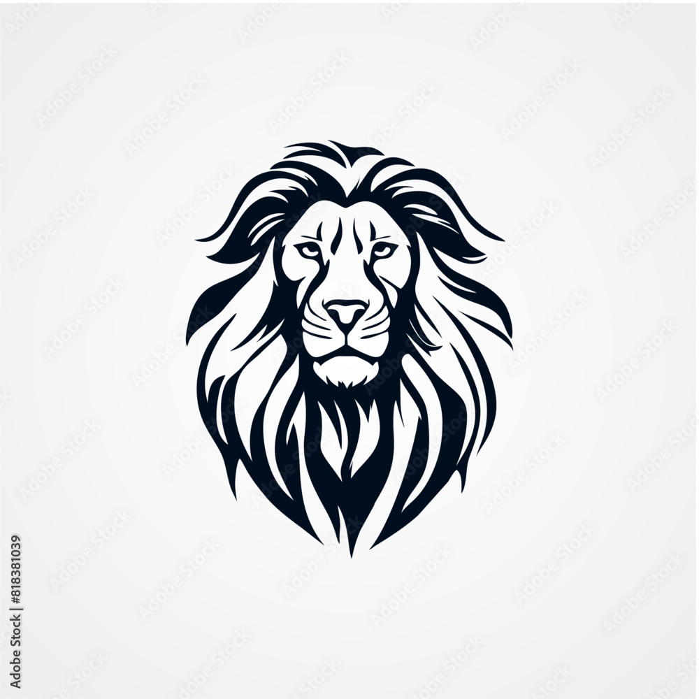 Fototapeta premium lion head silhouette, vector design logo concept