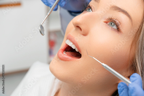 Woman in dental clinic. Dental health care