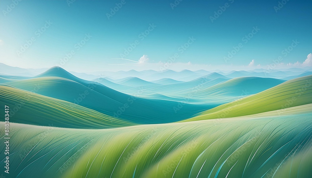 A vast meadow swaying gently in the breeze under a clear blue sky.