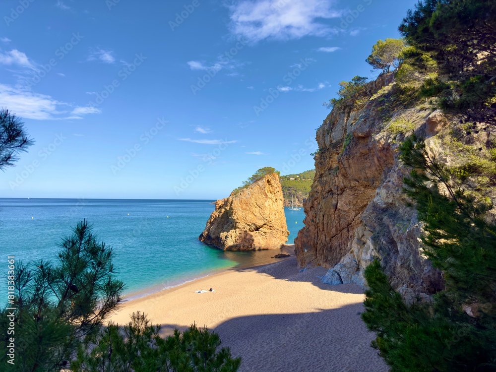 l'Illa Roja, beautiful bay with rocks and beach on the Costa Brava, Mediterranean Sea, coast, nature, Pals, l'Estartit, Begur, Sa Riera, Catalonia, Costa Brava, Girona, Spain