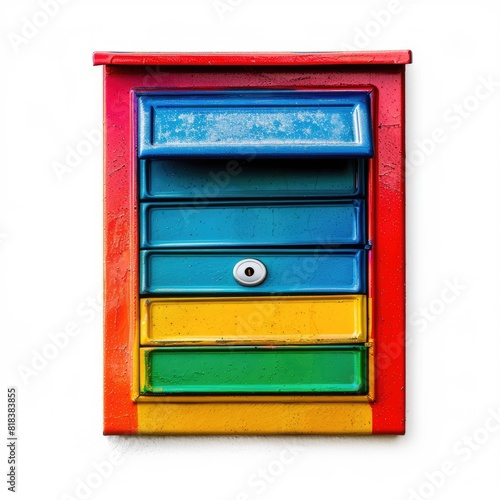 Colorful frame vintage rectangle white background letterbox isolated on white background  © Naiheng