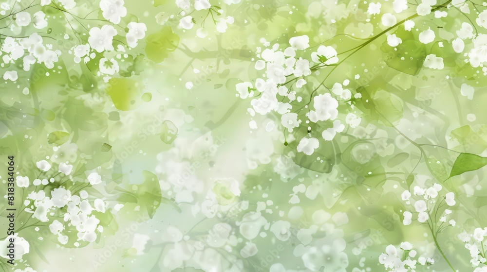 Illustration of a greeting card template watercolor painting of delicate white gypsophila flowers and green leaves blended background. Mockup for invitation card Illustration of a greeting card template watercolor painting of delicate white gypsophila flowers and green leaves blended background. Mockup for invitation card